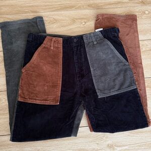 Men's Patchwork Corduroy Pants in Black, Brown & Gray